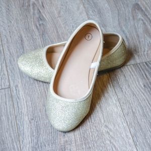Gold Glitter Ballet Flats - Girls